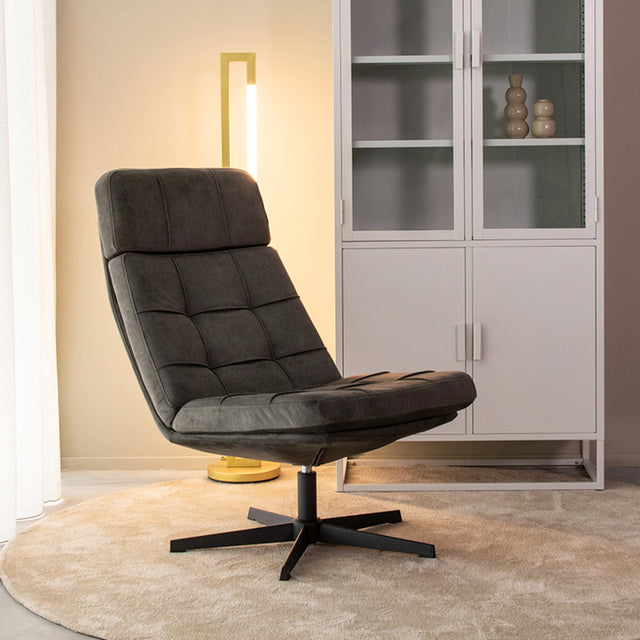 LABEL51 Fauteuil Alvar - Antraciet - Cosmo - Excl. Hocker van LABEL51 – Luxe comfort op maat van PureWonen. Vraag naar de beste prijs.