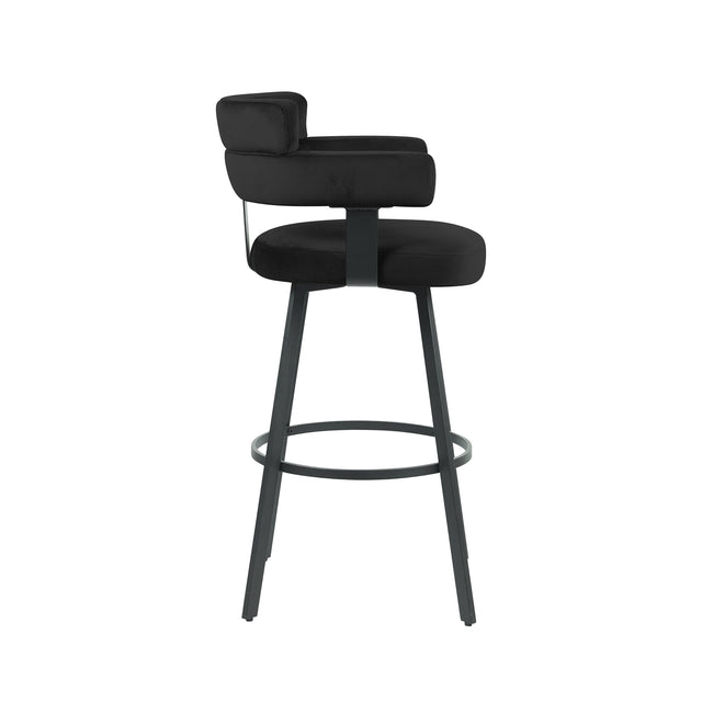 LABEL51 Barkruk Bardio - Zwart - Fluweel - Zithoogte 75 van LABEL51 - laagste prijs offerte van PureWonen