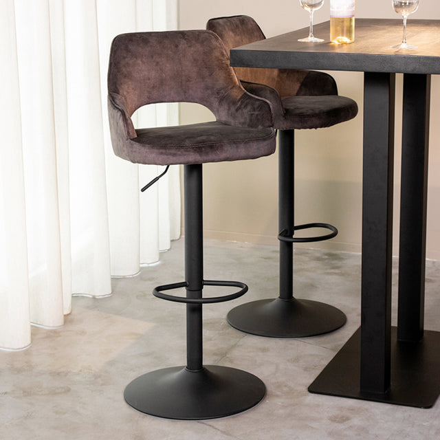 LABEL51 Barkruk Fer - Antraciet - Velours - Gaslift van LABEL51 - laagste prijs offerte van PureWonen