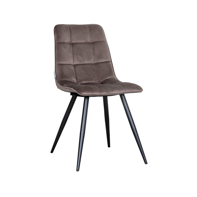 LABEL51 Eetkamerstoel Bistro - Taupe - Fluweel - Black Frame
