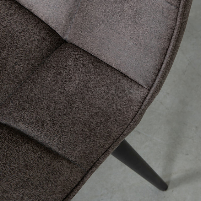 LABEL51 Eetkamerstoel Bistro - Antraciet - Micro Suede - Black Frame