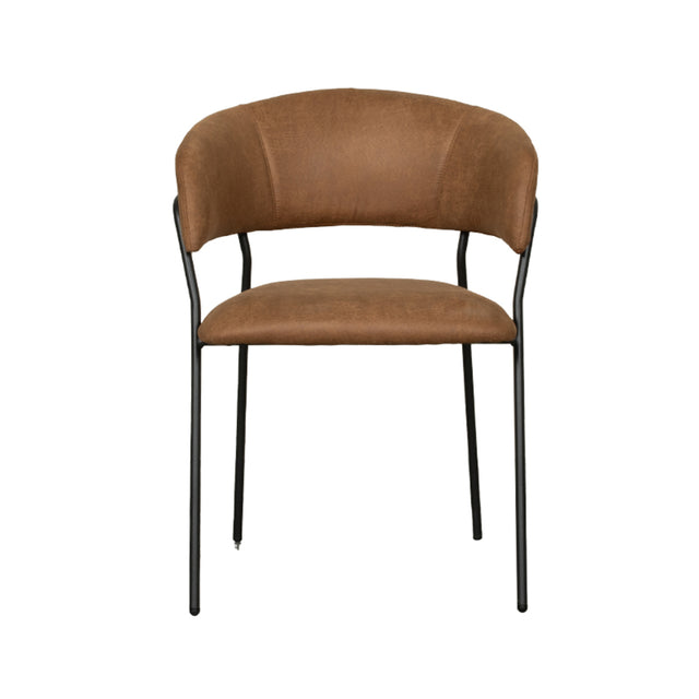 LABEL51 Eetkamerstoel Luuk - Cognac - Micro Suede - Black Frame