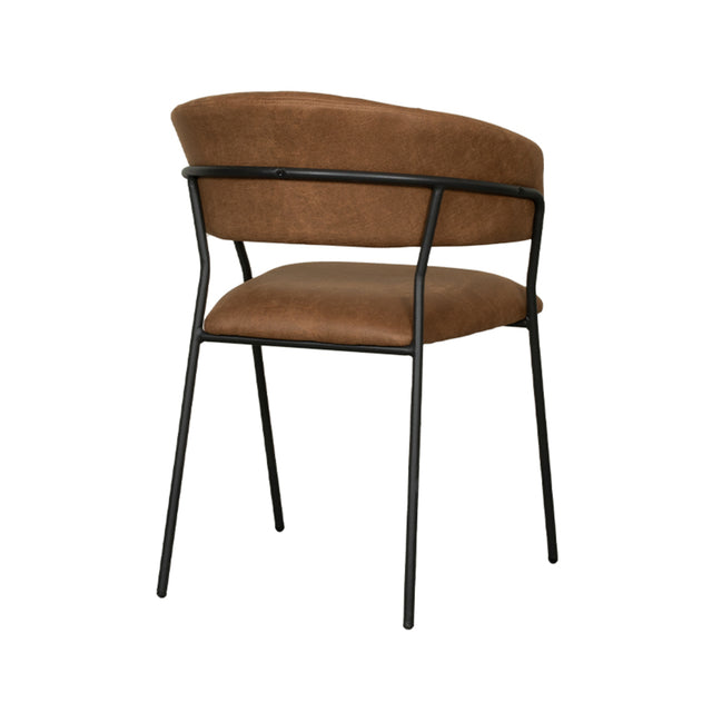 LABEL51 Eetkamerstoel Luuk - Cognac - Micro Suede - Black Frame