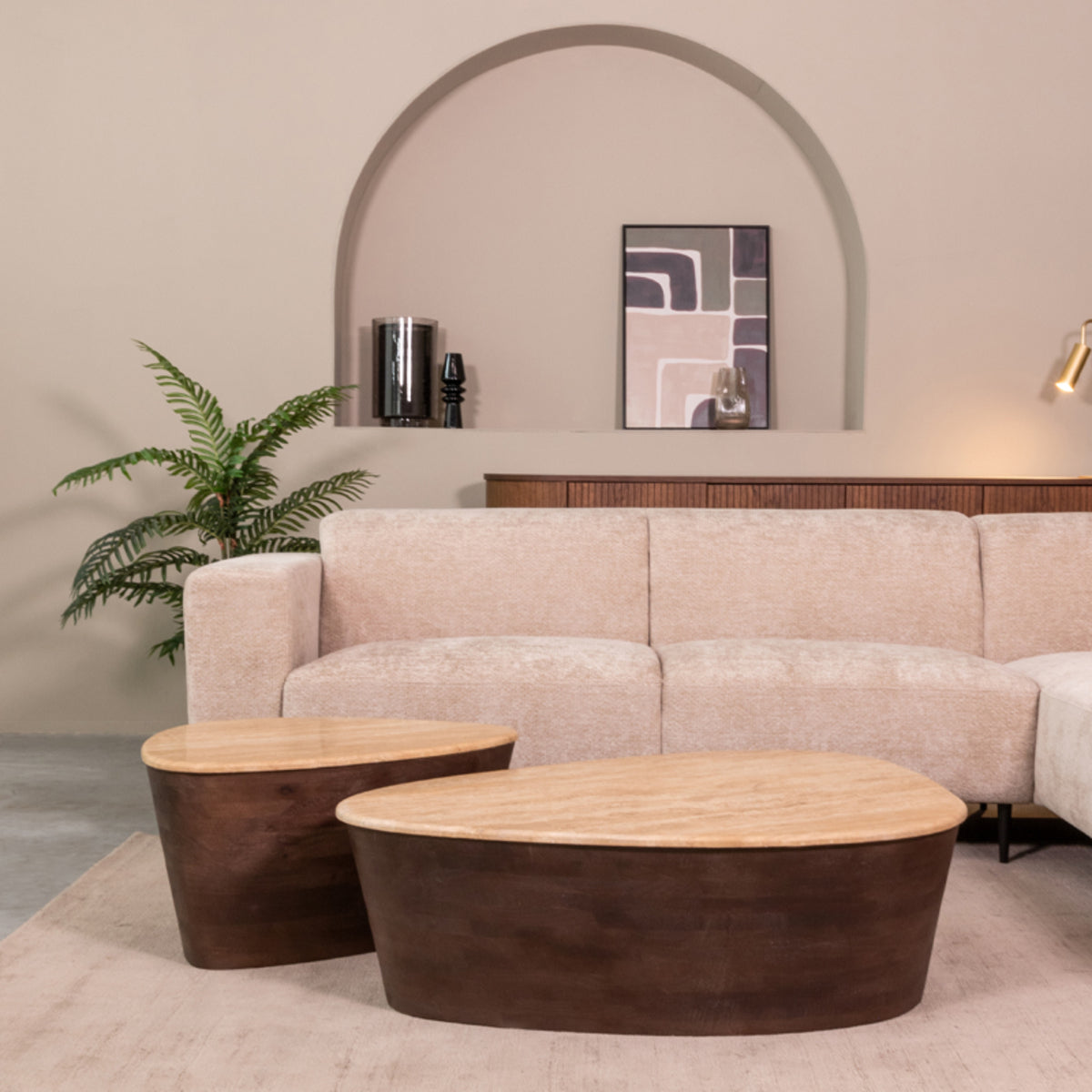 LABEL51 Salontafel Ravi - Espresso - Travertin - 110 cm van LABEL51 – Luxe comfort op maat van PureWonen. Vraag naar de beste prijs.
