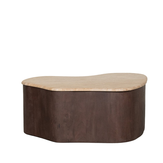 LABEL51 Salontafel Davi - Espresso - Travertin - 80 cm van LABEL51 – Luxe comfort op maat van PureWonen. Vraag naar de beste prijs.