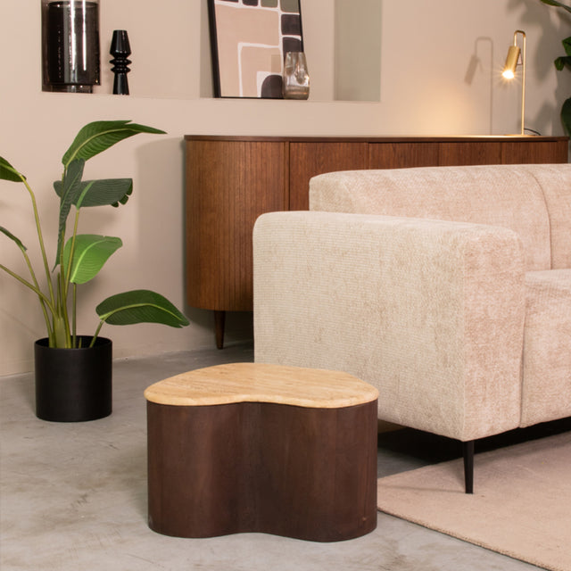 LABEL51 Salontafel Davi - Espresso - Travertin - 50 cm van LABEL51 – Luxe comfort op maat van PureWonen. Vraag naar de beste prijs.
