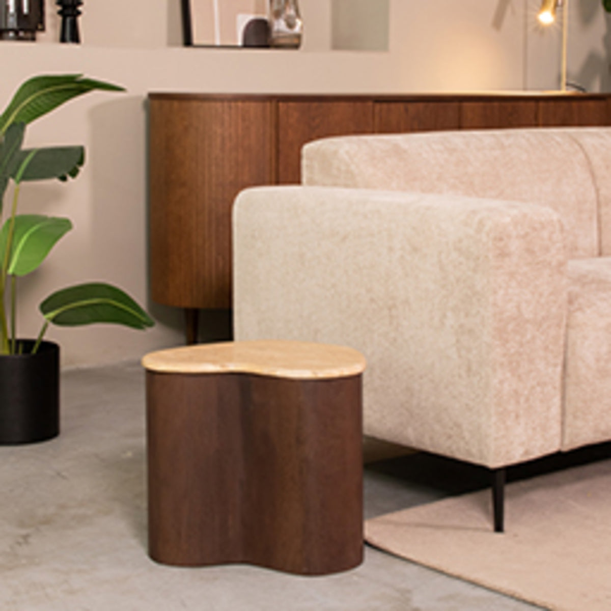 LABEL51 Bijzettafel Davi - Espresso - Travertin - 40 cm van LABEL51 – Luxe comfort op maat van PureWonen. Vraag naar de beste prijs.