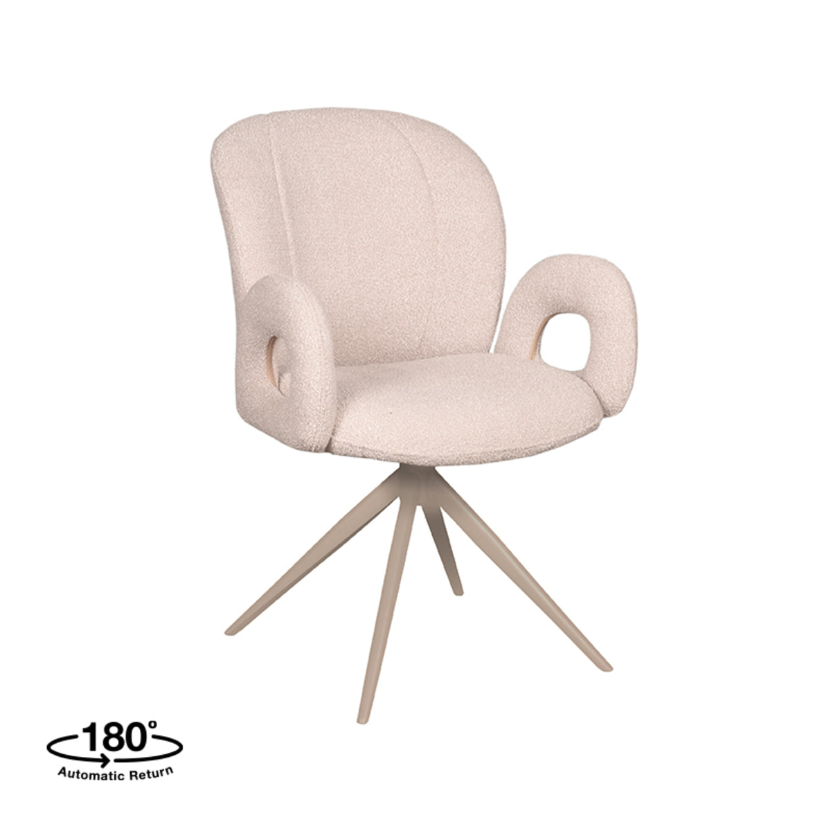 LABEL51 Eetkamerstoel Neo - Naturel - Boucle - Taupe Onderstel van LABEL51 – Luxe comfort op maat van PureWonen. Vraag naar de beste prijs.