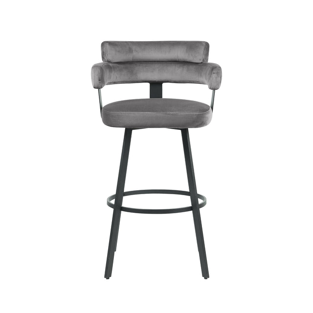 LABEL51 Barkruk Bardio - Grijs - Fluweel - Zithoogte 75 van LABEL51 – Luxe comfort op maat van PureWonen. Vraag naar de beste prijs.