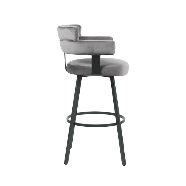 LABEL51 Barkruk Bardio - Grijs - Fluweel - Zithoogte 75 van LABEL51 – Luxe comfort op maat van PureWonen. Vraag naar de beste prijs.