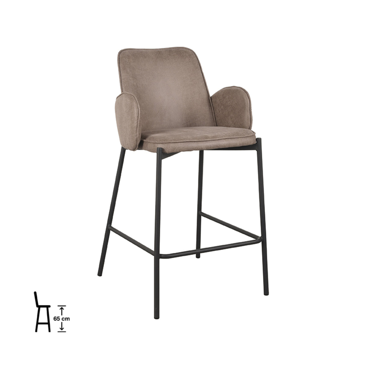 LABEL51 Barkruk Joni - Taupe - Microfiber - Zithoogte 65 van LABEL51 – Luxe comfort op maat van PureWonen. Vraag naar de beste prijs.