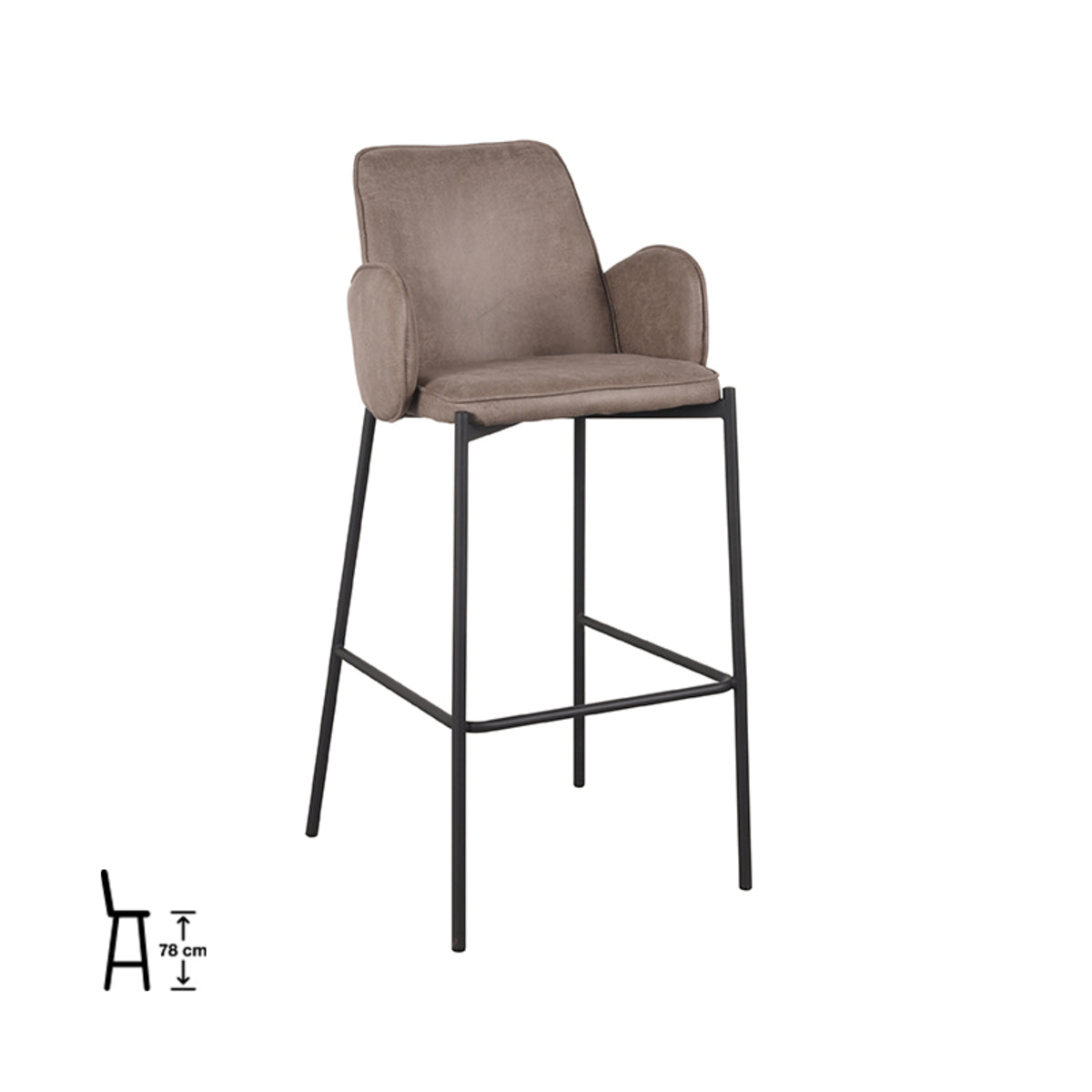 LABEL51 Barkruk Joni - Taupe - Microfiber - Zithoogte 78 van LABEL51 - laagste prijs offerte van PureWonen