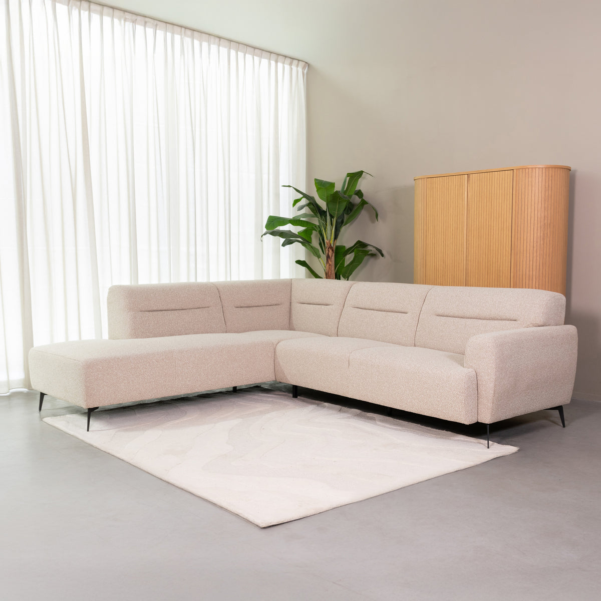 LABEL51 Hoekbank Bolzano - Naturel - Boucle - Links van LABEL51 – Luxe comfort op maat van PureWonen. Vraag naar de beste prijs.