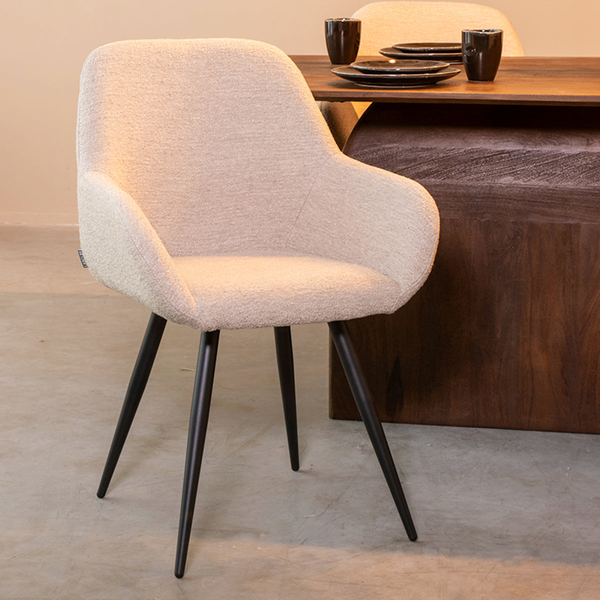 LABEL51 Eetkamerstoel Fender - Naturel - Boucle van LABEL51 - laagste prijs offerte van PureWonen