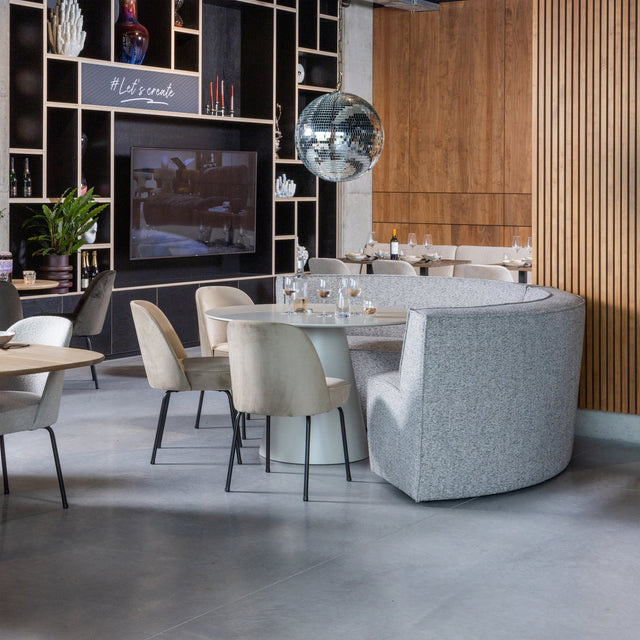 Jorre Eettafel Mdf Antique Beige O120 Cm van WOOOD – Luxe comfort op maat van PureWonen. Vraag naar de beste prijs.