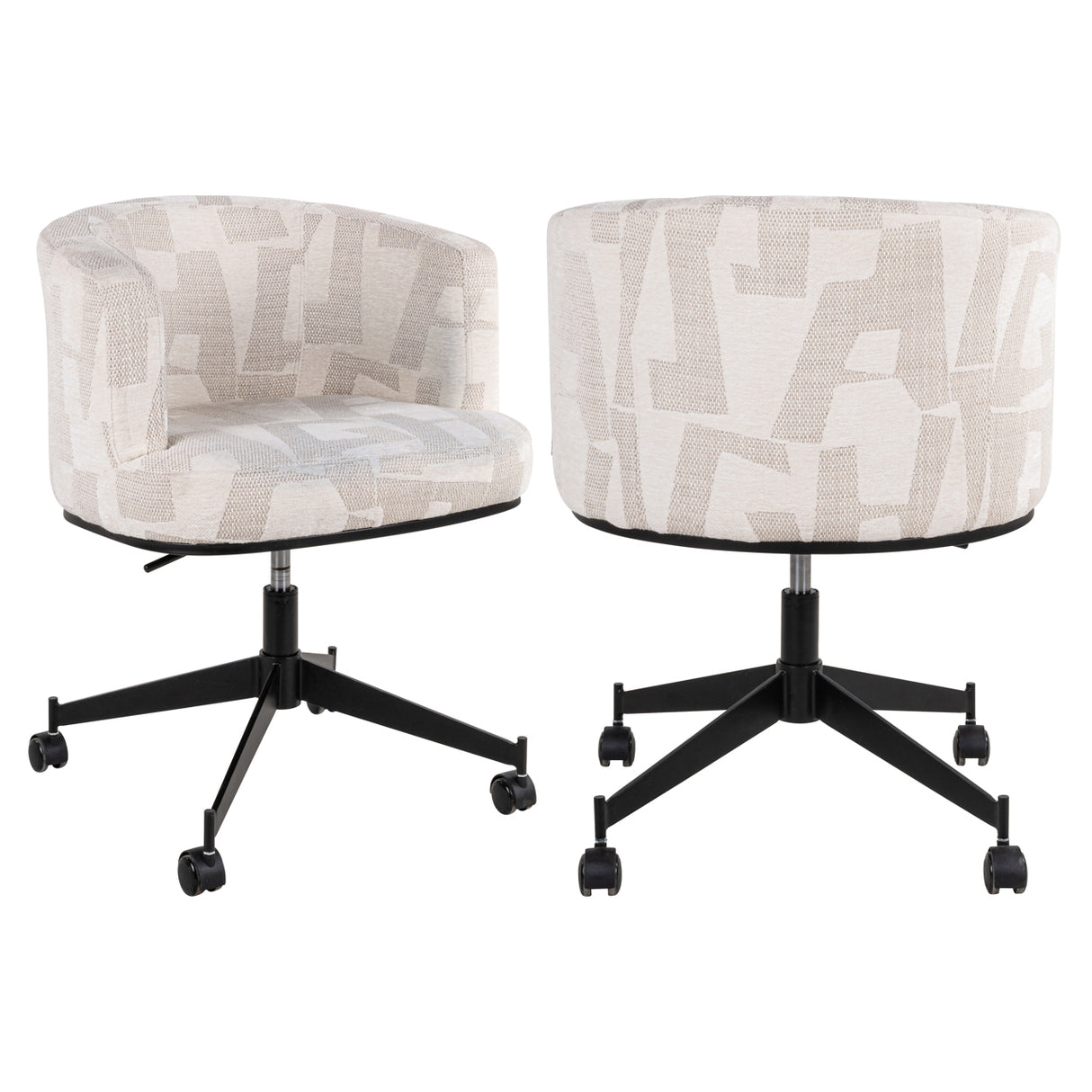 Eetkamerstoel Rochenne beige graffic swivel on wheels