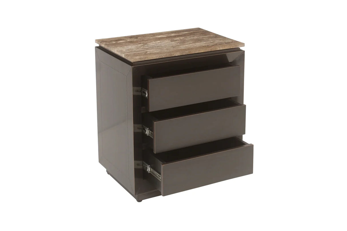 Nachtkastje Russo brown 3-drawers