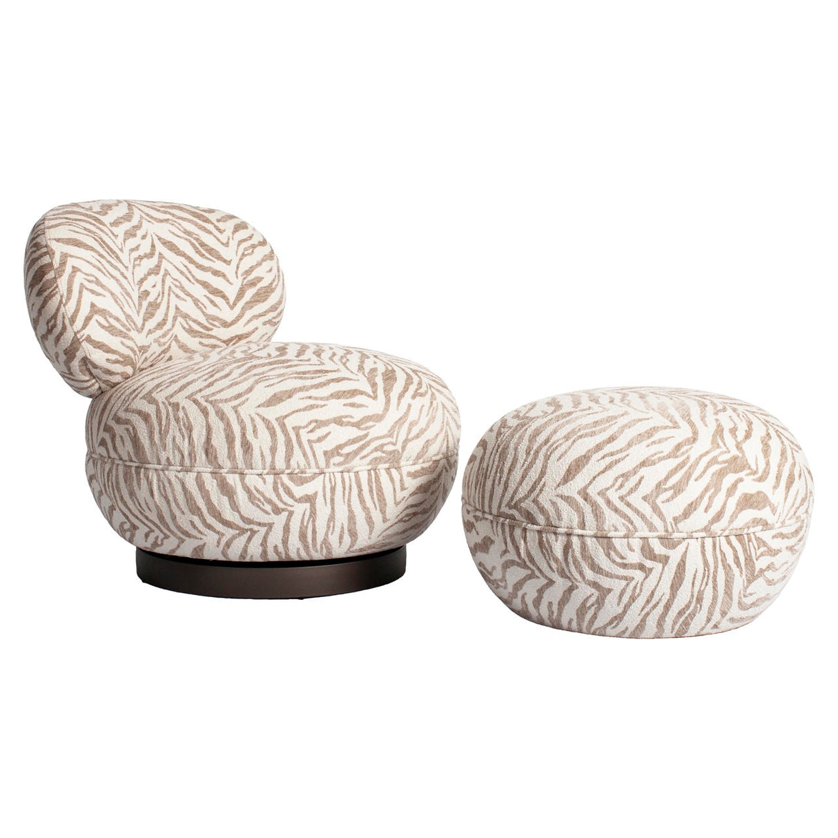 Lounge stoel Jace beige tiger swivel