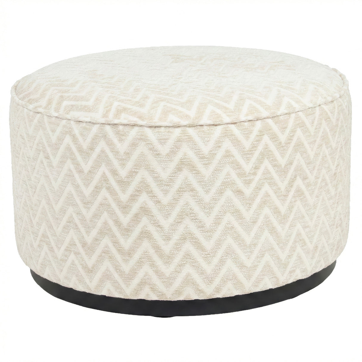 Poef & Voetenbank Lexie beige chevron 70Ø