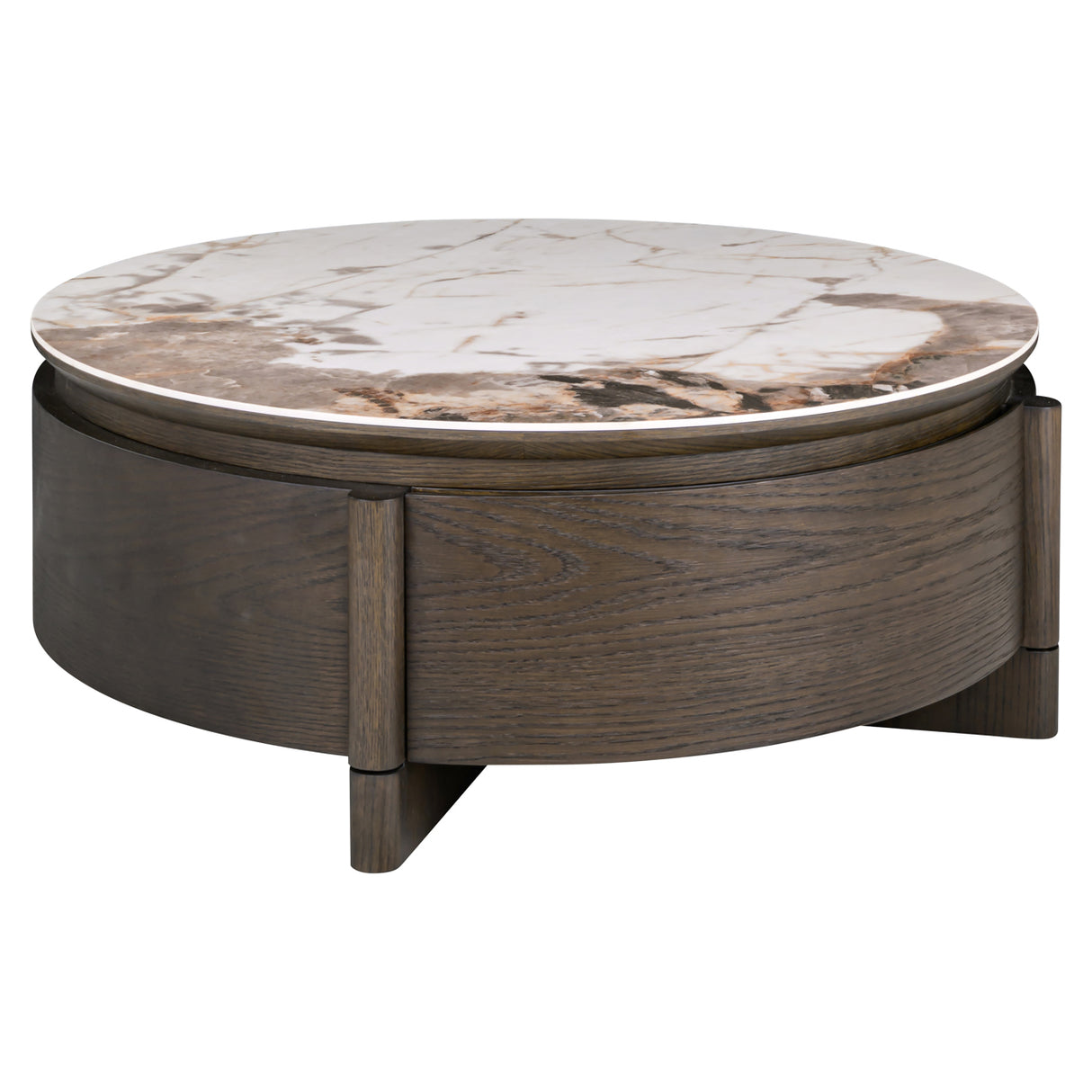Salontafel Langford brown 90Ø 1-drawer van Richmond Interiors – Luxe comfort op maat van PureWonen. Vraag naar de beste prijs.