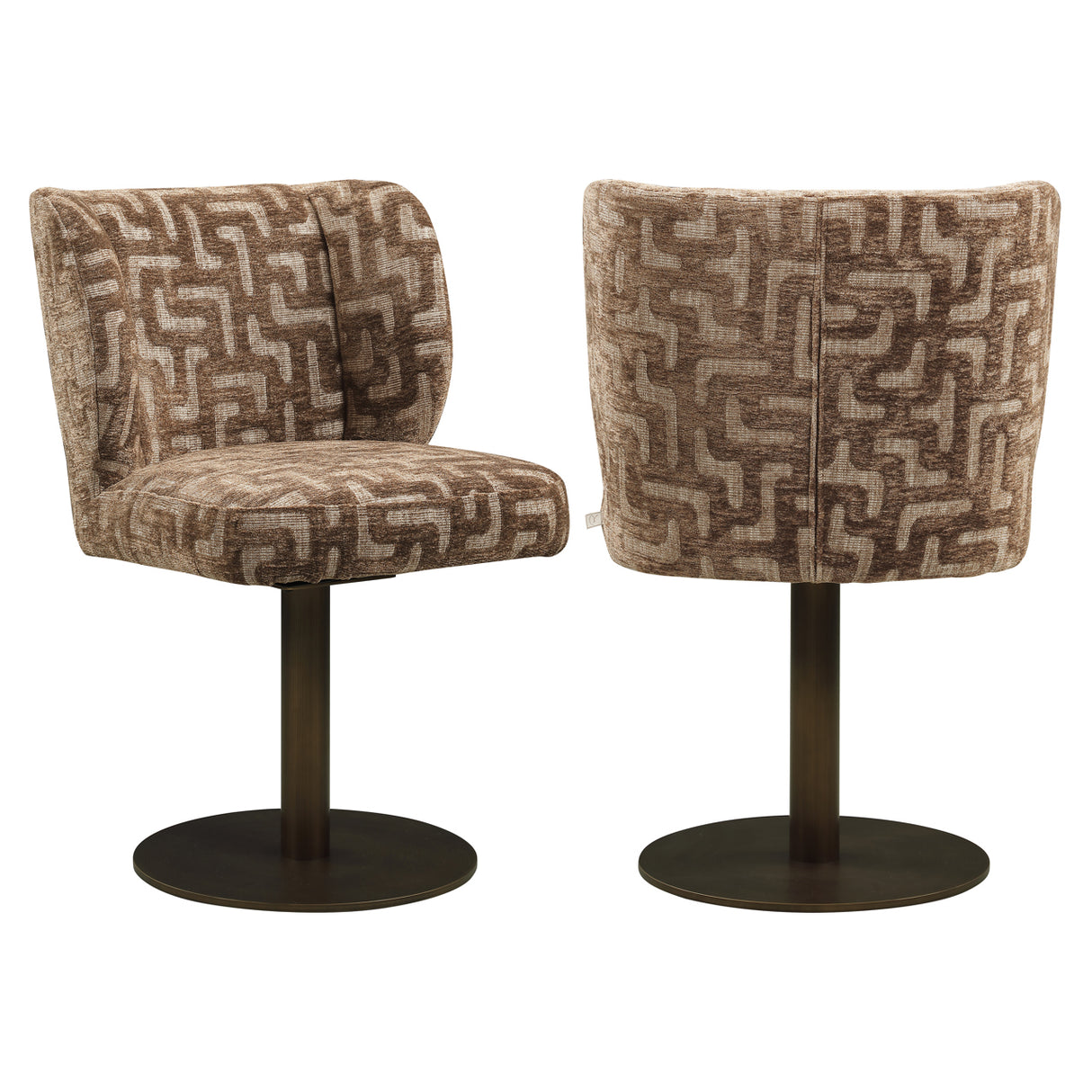 Eetkamerstoel Fiona brown labyrinth swivel