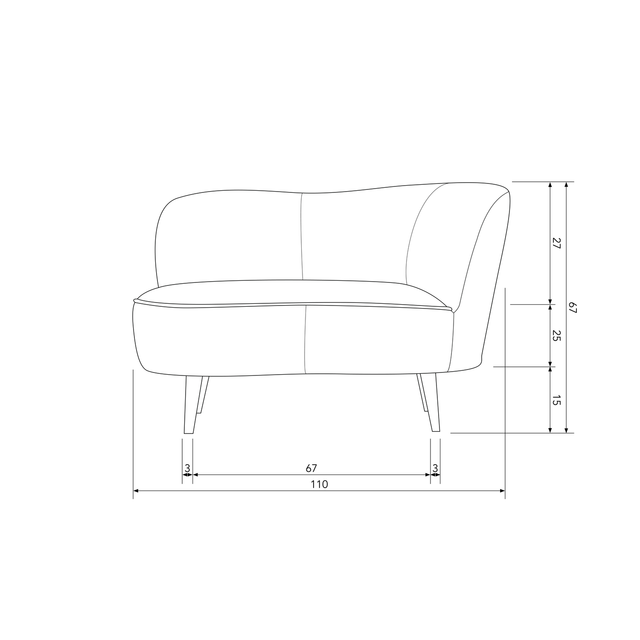 Sara Lounge Fauteuil Rechts Fluweel Khaki van WOOOD – Luxe comfort op maat van PureWonen. Vraag naar de beste prijs.