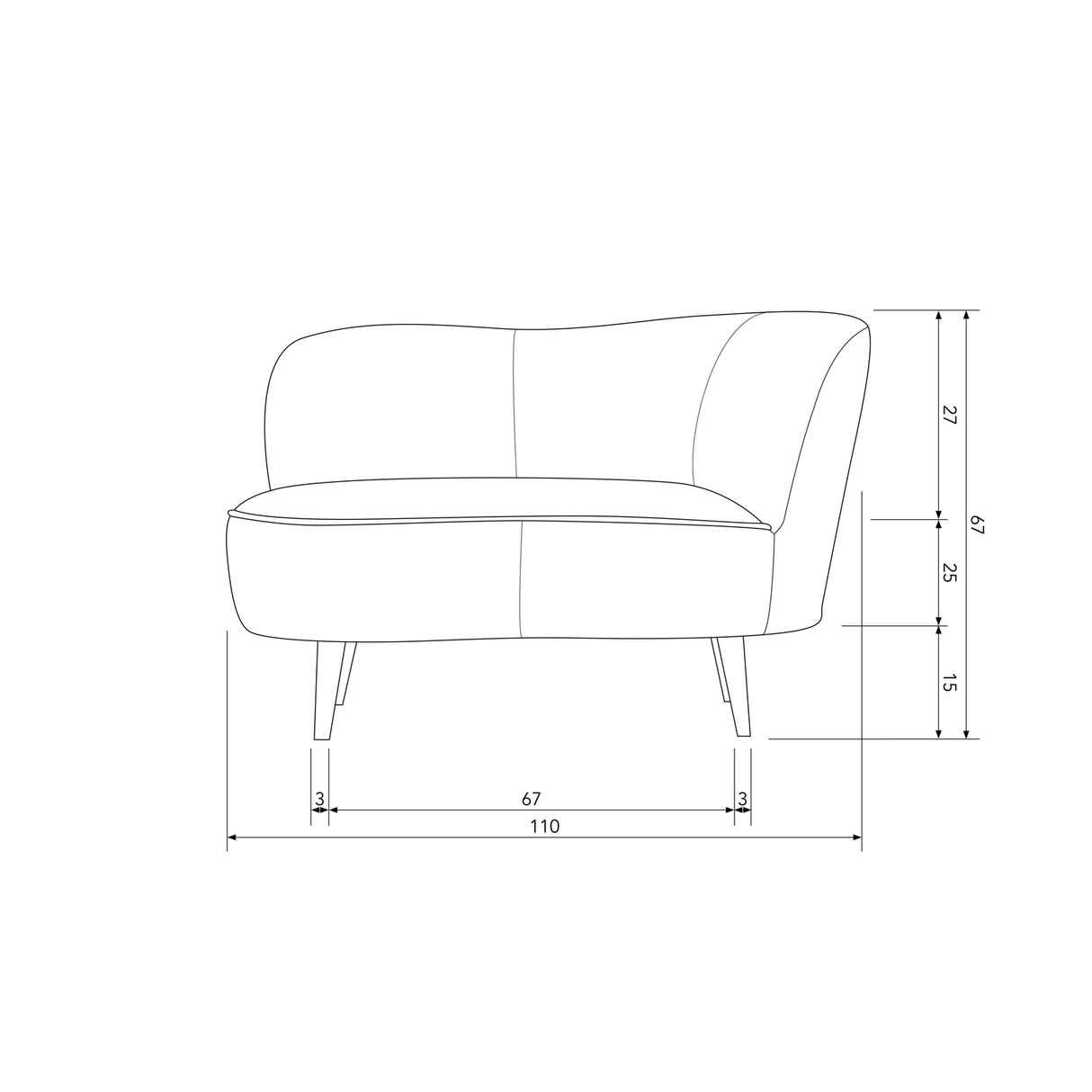 Sara Lounge Fauteuil Rechts Fluweel Oker van WOOOD – Luxe comfort op maat van PureWonen. Vraag naar de beste prijs.