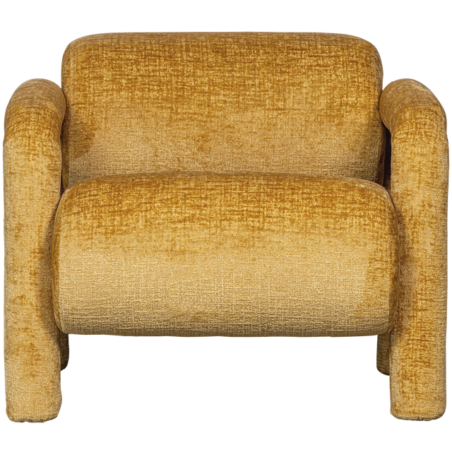 Lenny Fauteuil In Grove Textuur Goud/Geel van WOOOD – Luxe comfort op maat van PureWonen. Vraag naar de beste prijs.