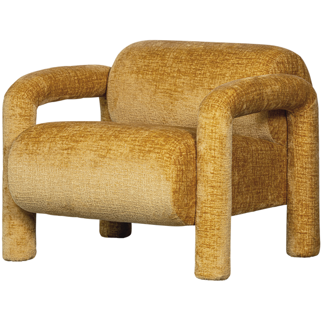 Lenny Fauteuil In Grove Textuur Goud/Geel van WOOOD – Luxe comfort op maat van PureWonen. Vraag naar de beste prijs.