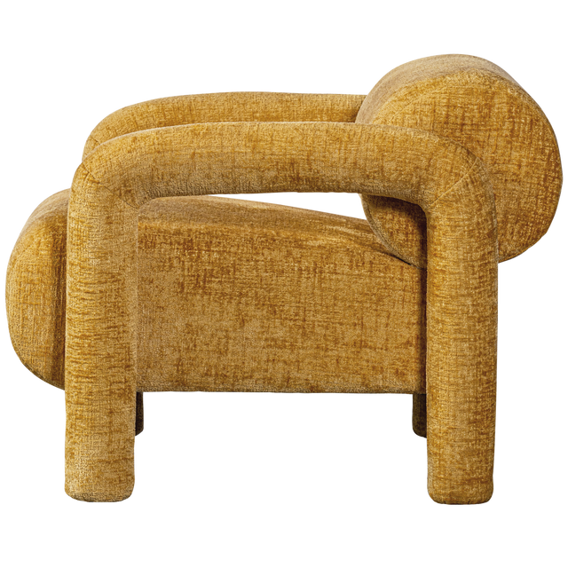 Lenny Fauteuil In Grove Textuur Goud/Geel van WOOOD – Luxe comfort op maat van PureWonen. Vraag naar de beste prijs.