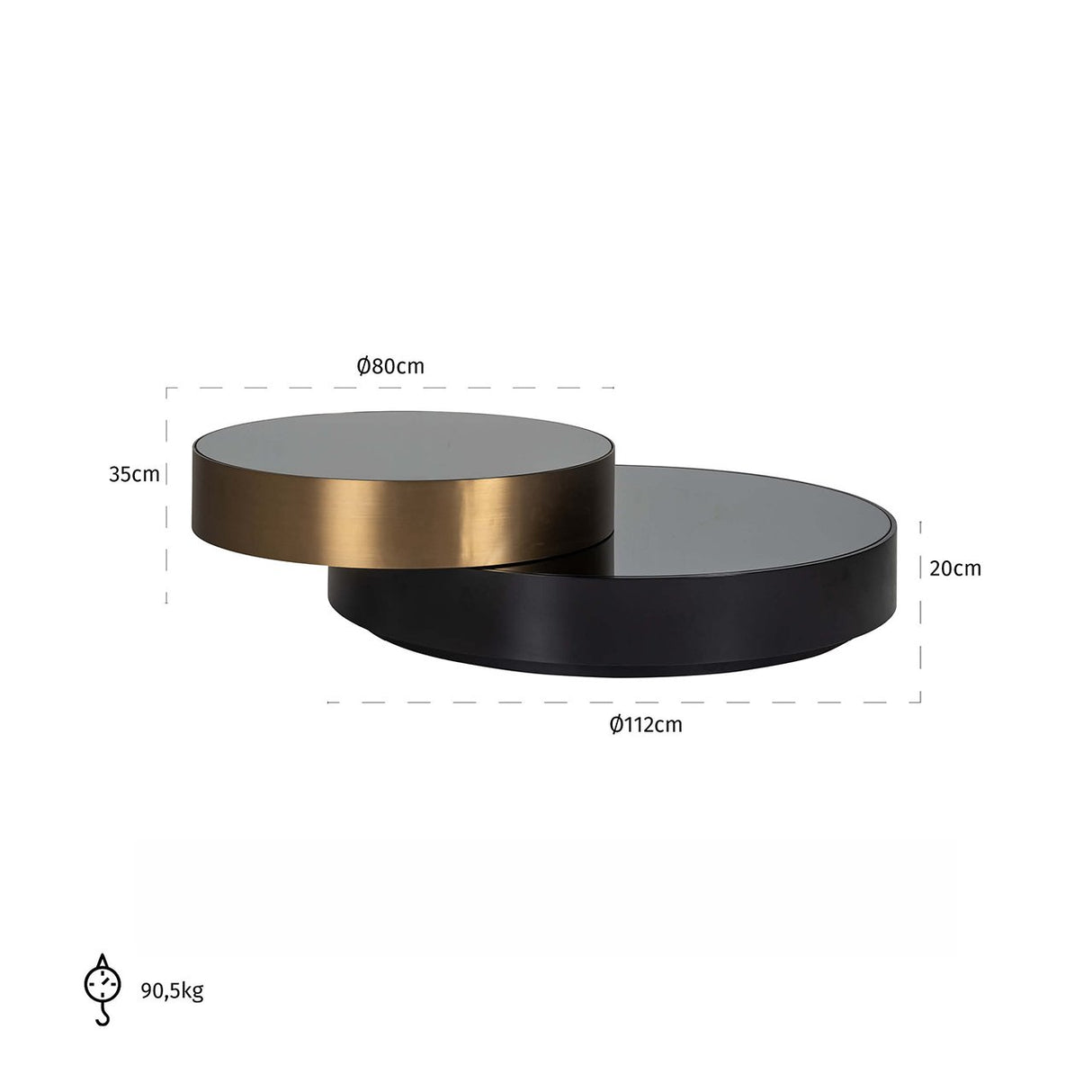 Salontafel Slice (Black/gold) van Richmond Interiors – Luxe comfort op maat van PureWonen. Vraag naar de beste prijs.