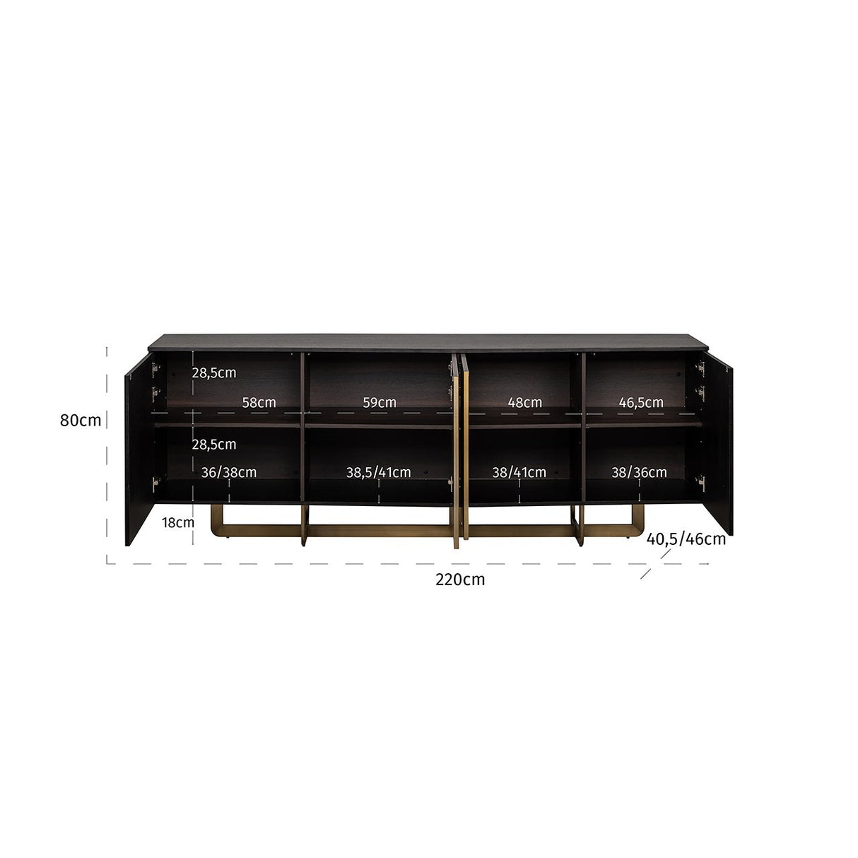 Dressoir Dax 4-deuren (Charcoal) van Richmond Interiors – Luxe comfort op maat van PureWonen. Vraag naar de beste prijs.