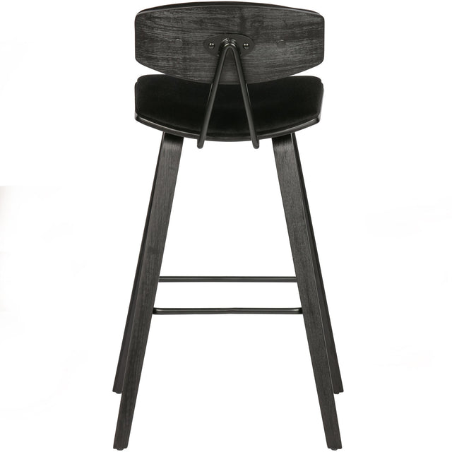 Senn Barstoel Fluweel Zwart van WOOOD - laagste prijs offerte van PureWonen