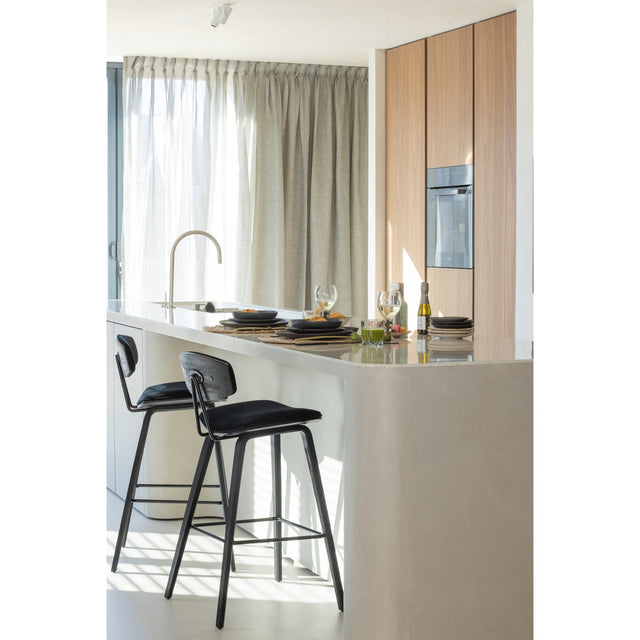 Senn Barstoel Fluweel Zwart van WOOOD - laagste prijs offerte van PureWonen