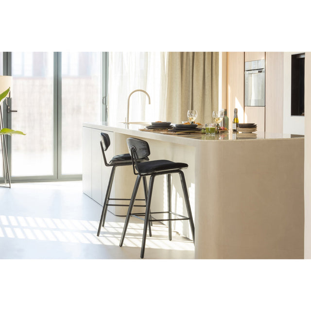 Senn Barstoel Fluweel Zwart van WOOOD - laagste prijs offerte van PureWonen