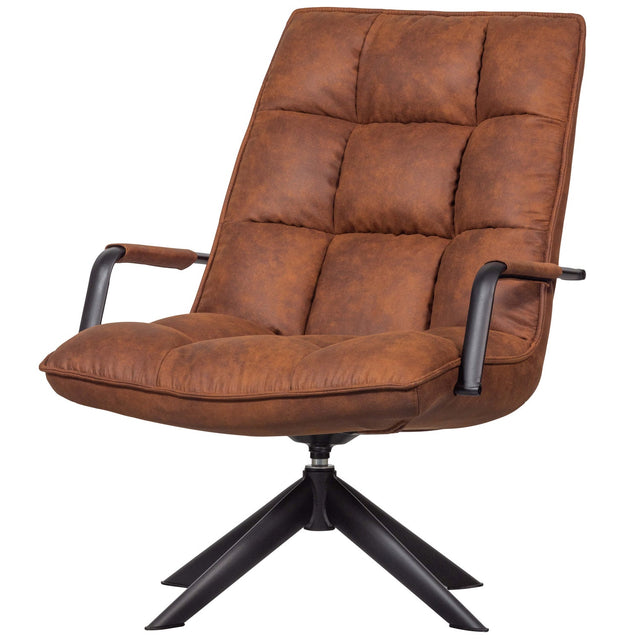 Jouke Draaifauteuil Met Armleuning Leerlook Cognac van WOOOD – Luxe comfort op maat van PureWonen. Vraag naar de beste prijs.