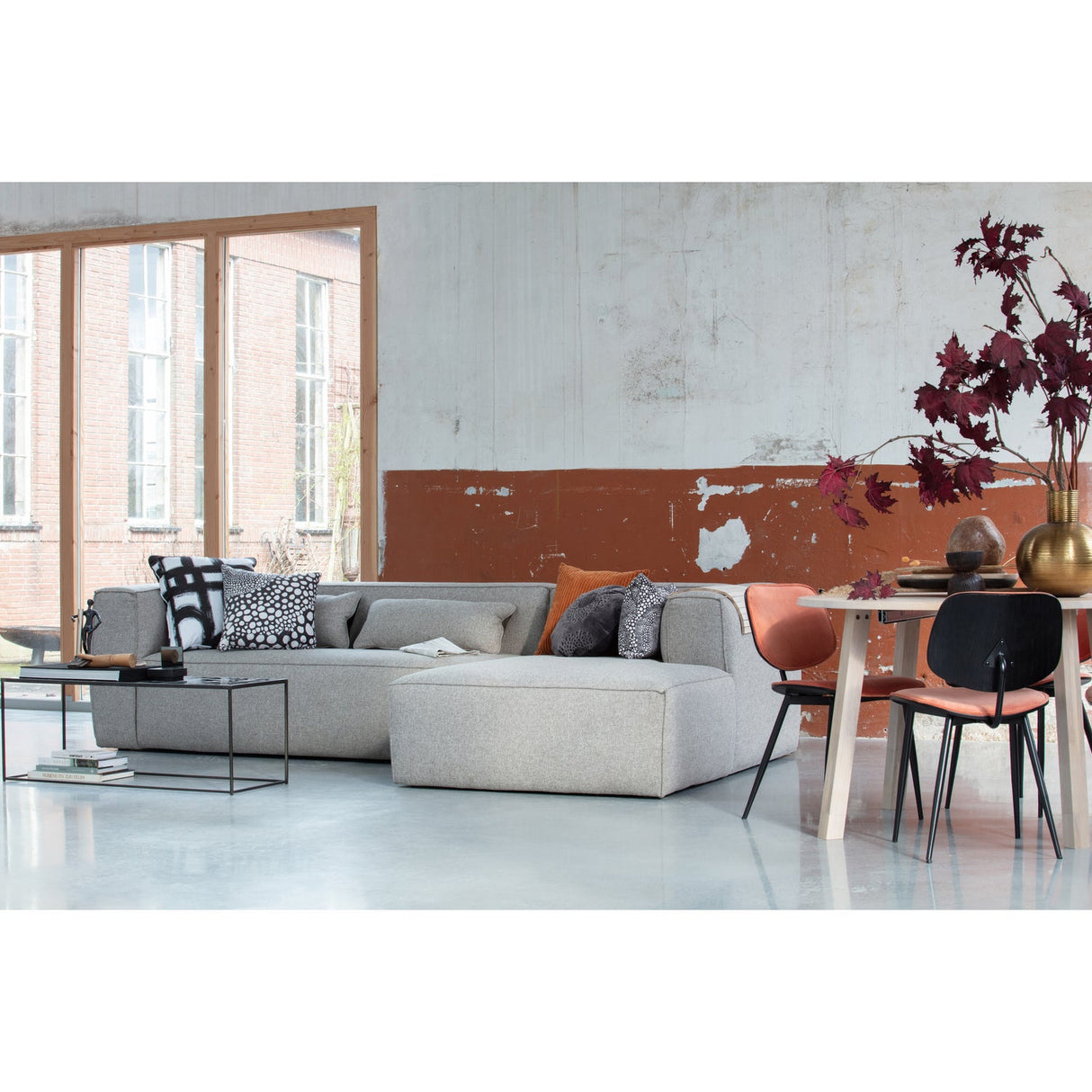 Bean Hoekbank Rechts Incl. Kussens Lichtgrijs Gemeleerd van WOOOD – Luxe comfort op maat van PureWonen. Vraag naar de beste prijs.