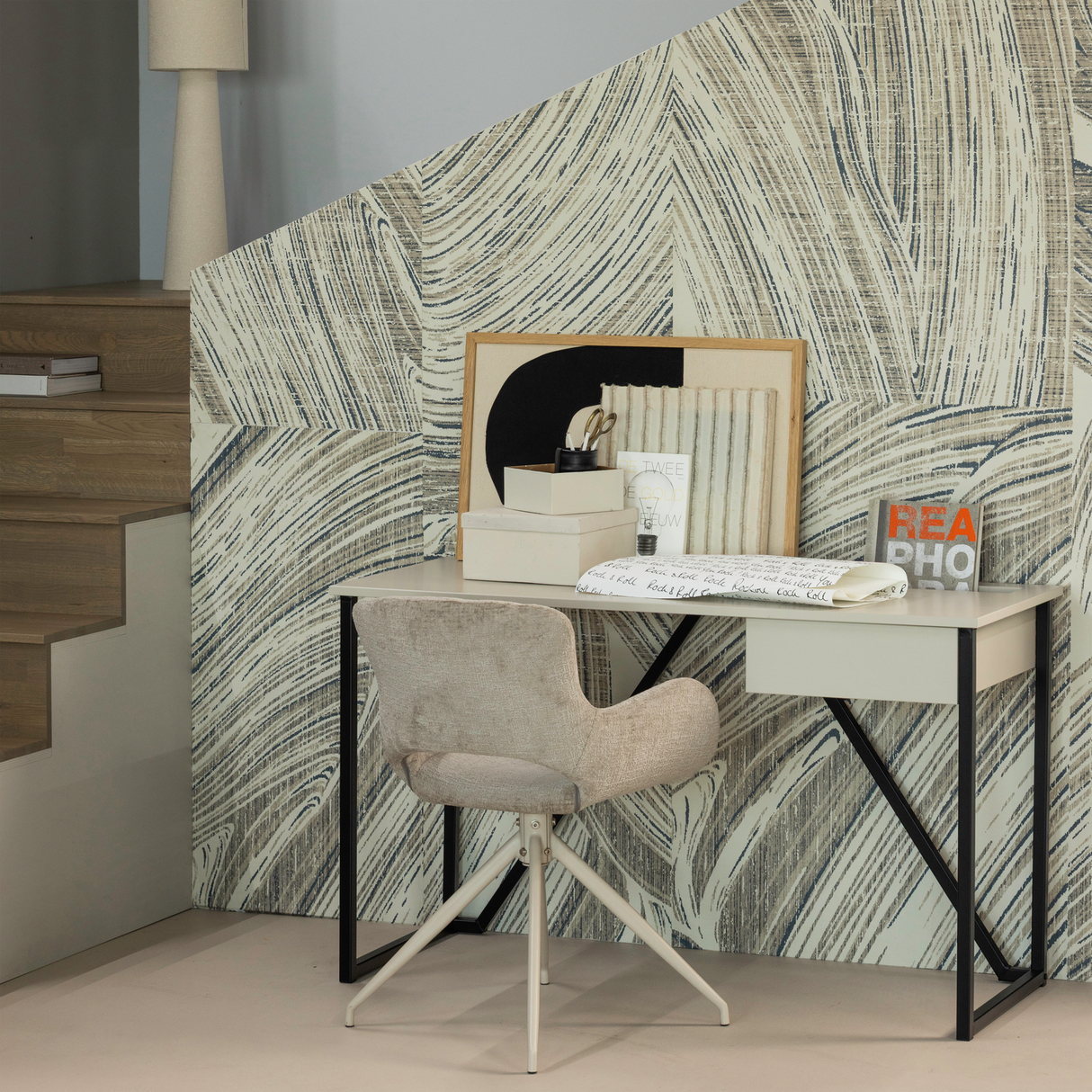 Eliva Eetkamerstoel Structure Velvet Zand Set Van 2