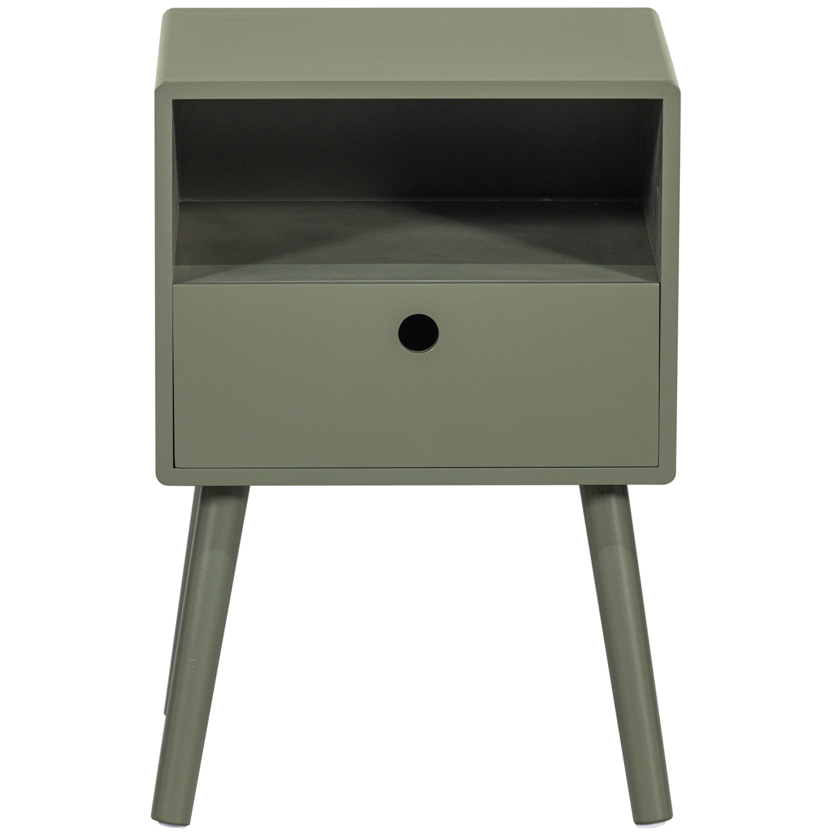 Ozzy Nachtkastje Hout Warm Groen van WOOOD – Luxe comfort op maat van PureWonen. Vraag naar de beste prijs.