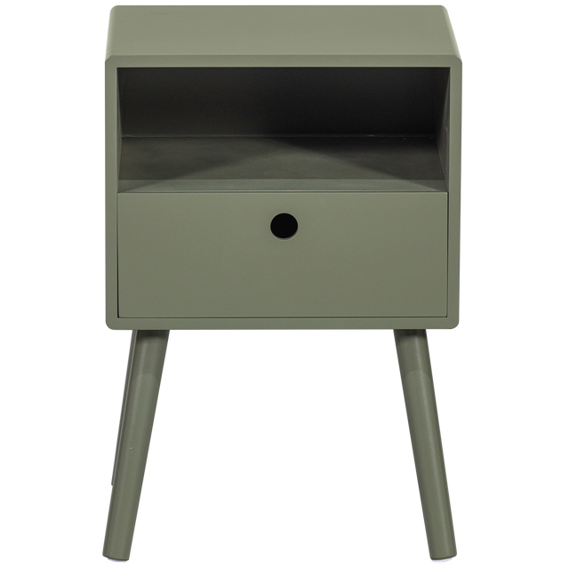Ozzy Nachtkastje Hout Warm Groen van WOOOD – Luxe comfort op maat van PureWonen. Vraag naar de beste prijs.