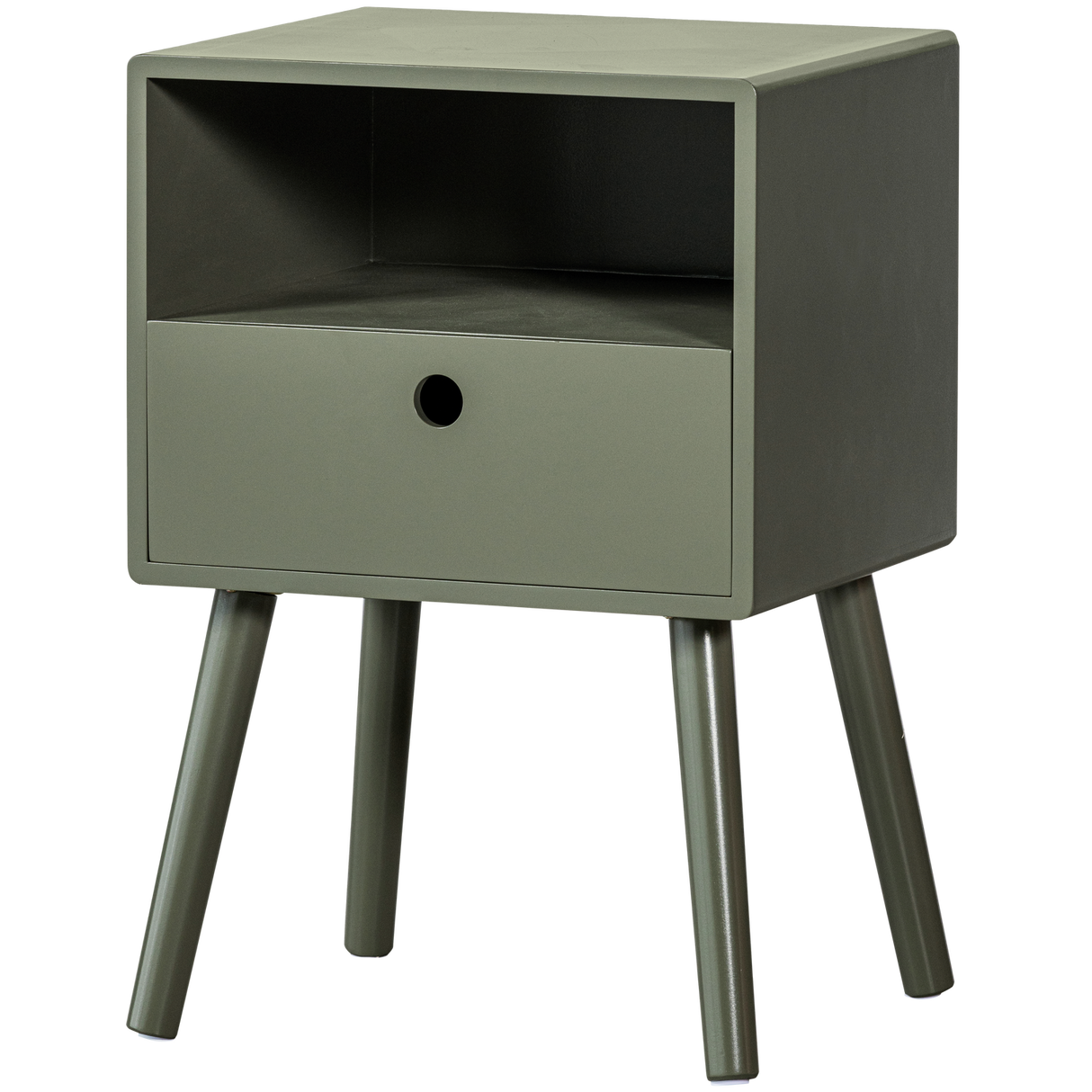 Ozzy Nachtkastje Hout Warm Groen van WOOOD – Luxe comfort op maat van PureWonen. Vraag naar de beste prijs.