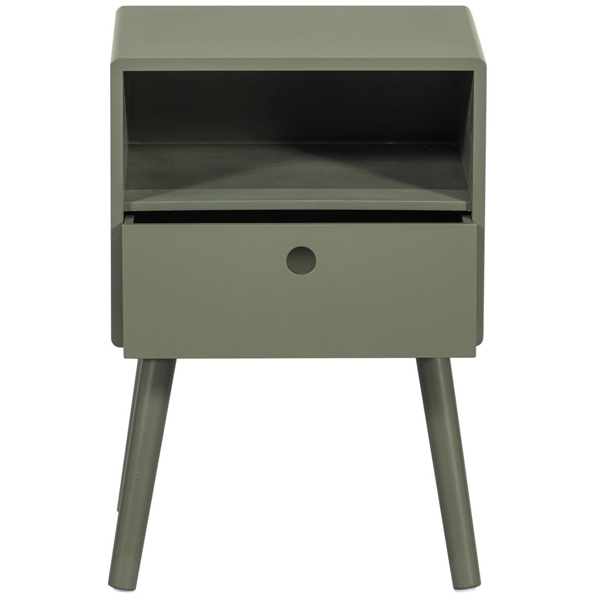 Ozzy Nachtkastje Hout Warm Groen van WOOOD – Luxe comfort op maat van PureWonen. Vraag naar de beste prijs.
