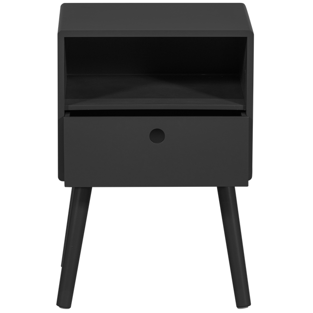 Ozzy Nachtkastje Hout Zwart van WOOOD – Luxe comfort op maat van PureWonen. Vraag naar de beste prijs.