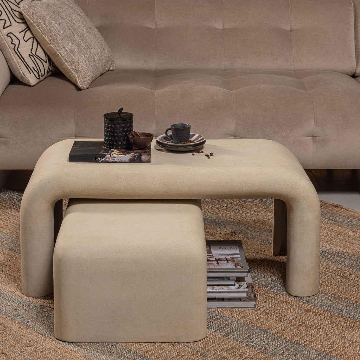 Set V 2 Stani Salontafels Betonlook Naturel van WOOOD – Luxe comfort op maat van PureWonen. Vraag naar de beste prijs.