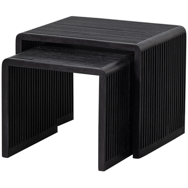 Set V 2 Willa Bijzettafels Recycled Teak Zwart van WOOOD – Luxe comfort op maat van PureWonen. Vraag naar de beste prijs.