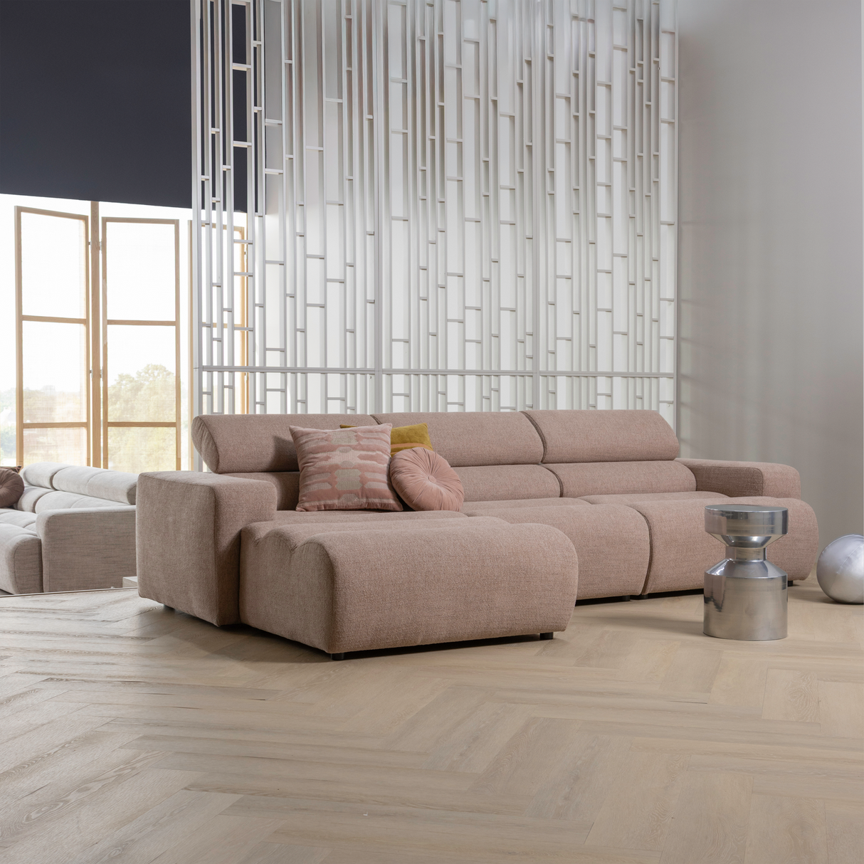 Feis Kussens Velvet Roze/Naturel Set Van 3