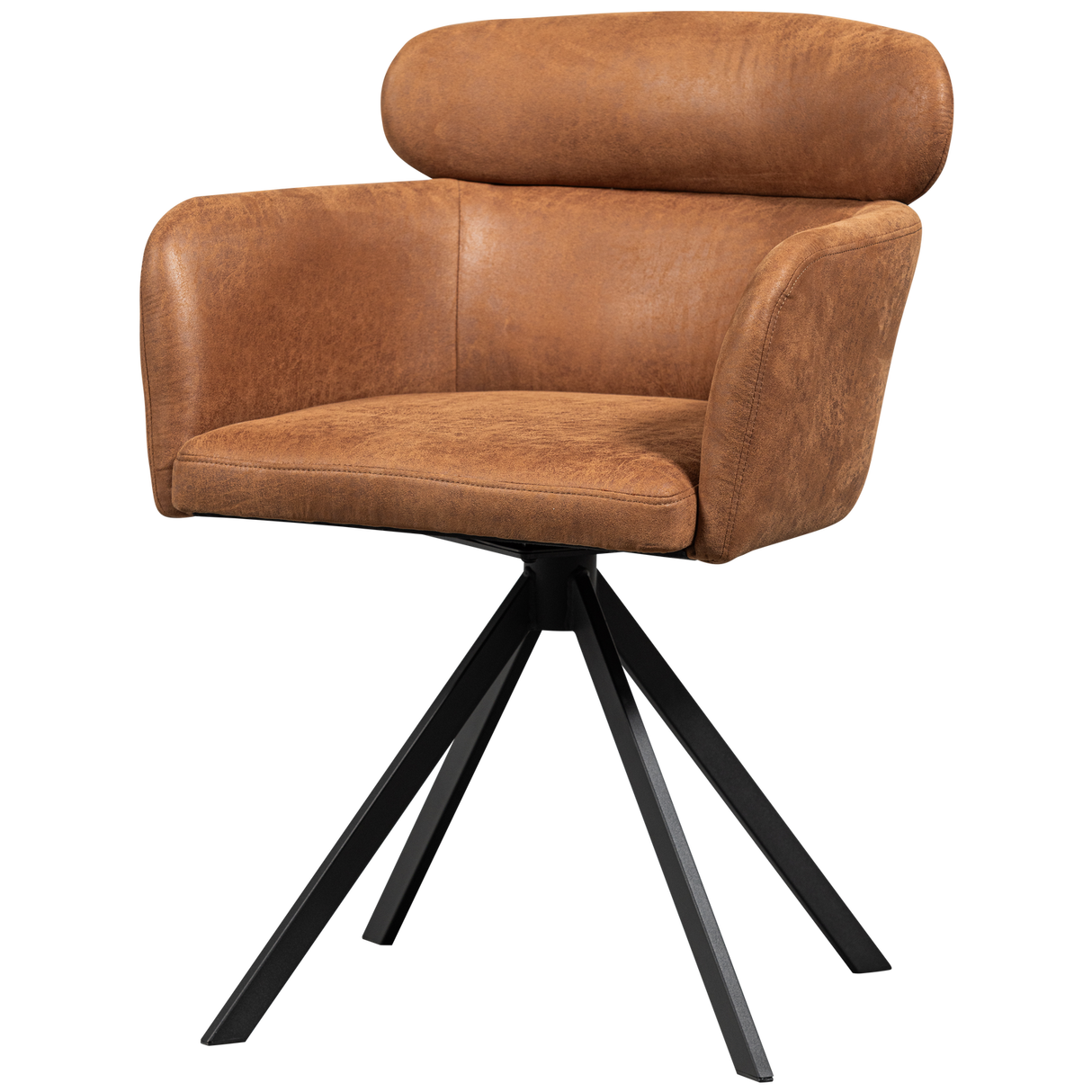 Fenne Draaibare Eetkamerstoel Leerlook Cognac