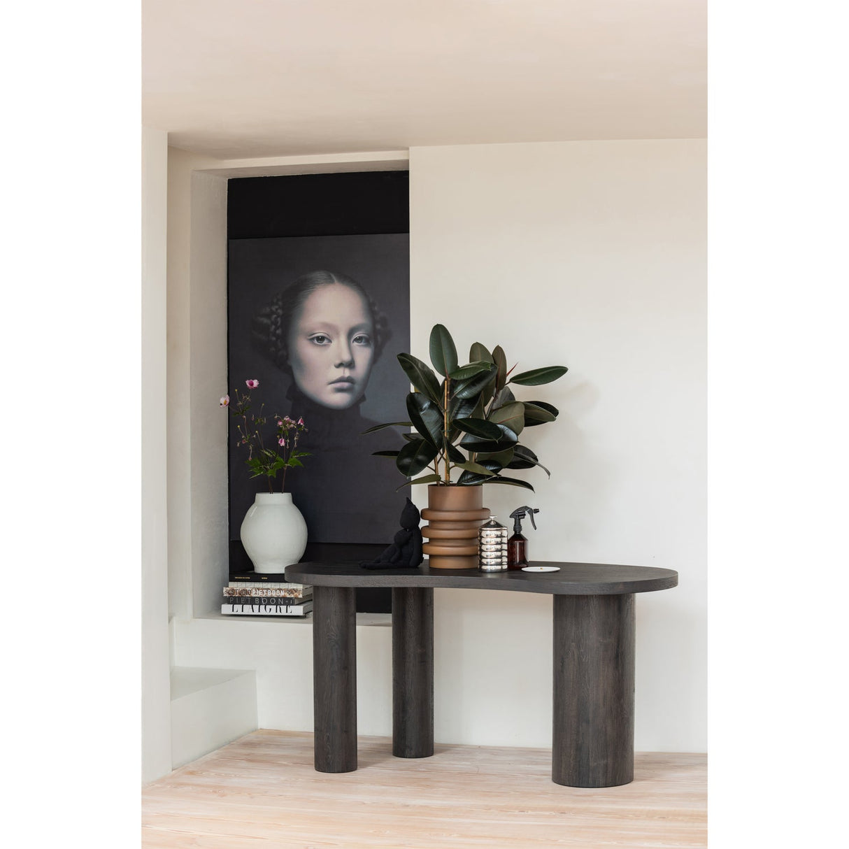 Maan Organisch Sidetable/Bureau Mdf Donkerbruin
