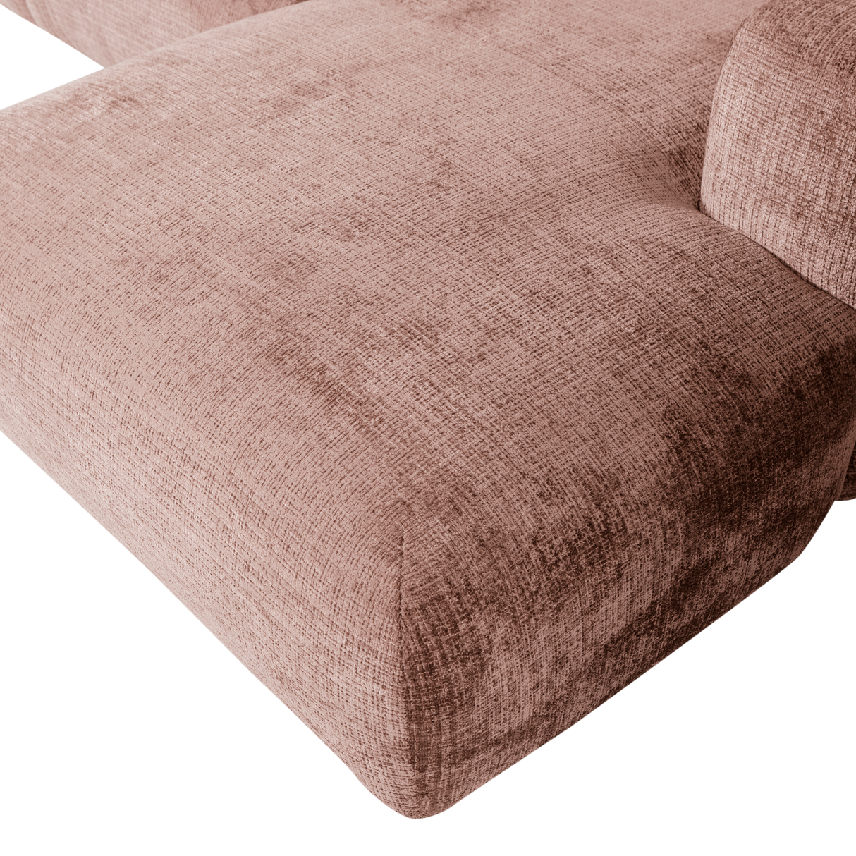 Cloud Chaise Longue Bank Rechts Chenille Taupe/Roze