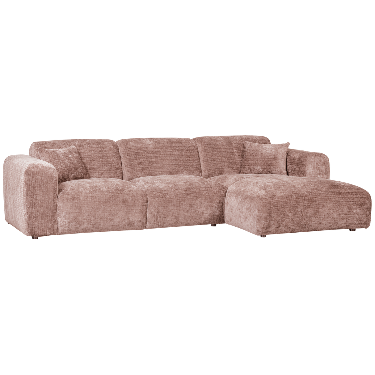 Cloud Chaise Longue Bank Rechts Chenille Taupe/Roze